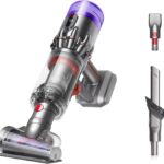 Small handheld vacuum cleaner in silver color.