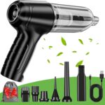 Rechargeable handheld car vacuum with strong suction, portable for car and home cleaning.