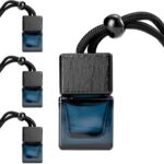 Set of 4 empty hanging car air freshener bottles, refillable essential oil diffuser for car and office.