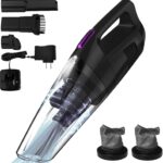 Portable cordless car vacuum with strong suction, brushless motor, low noise, long battery.