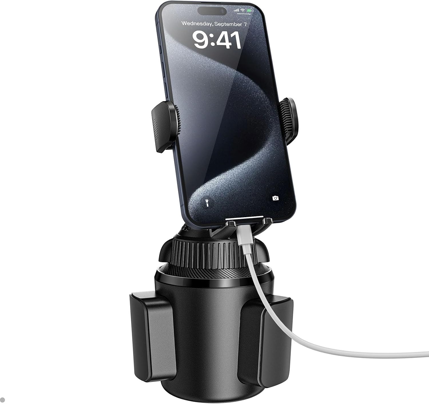 61QiNJwe7L._AC_SL1500_.jpg Universal cup holder phone mount with extendable long arm, 360?? rotation, anti-shake design for all smartphones. - Image 1