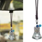 Hanging car essential oil diffuser crystal diamond bottle, empty glass pendant for rear view mirror.