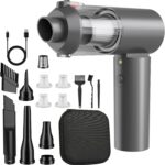 Portable cordless handheld vacuum with high power, brushless motor for car and home.