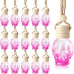 Set of 20 hanging car air freshener gradient pink diffuser bottles, skull style, refillable essential oil pendants.