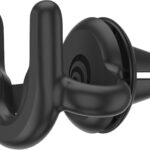 Non-adhesive car vent mount for hands-free smartphone and tablet support.
