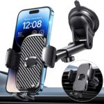 Military-grade 360?? rotating suction cup car phone holder, supports vent, dashboard, and windshield installation.