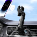 Air vent car phone holder socket mount with 360?? adjustable clip, never blocking design.