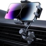 Car Air Vent Phone Holder with retractable clip, does not block airflow, universal hands-free design.