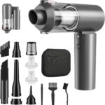 Portable air blower and car vacuum with brushless motor, foldable design.