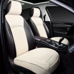 Two-tone leather seat covers with breathable mesh, stylish design, universal fit for SUV truck sedan.
