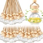 Set of 200 car diffuser bottles bulk, hanging empty glass perfume bottles with wooden caps and string.