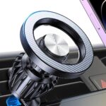 Magnetic Car Mount with 20 powerful magnets, suitable for air vent and dashboard installation, versatile car accessory.
